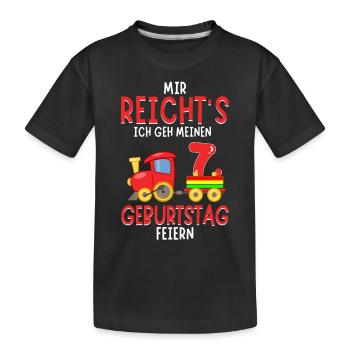 7. Geburtstag Geburtstagsgeschenk mit Eisenbahn - Kinder Premium Bio T-Shirt - Schwarz - Vorne