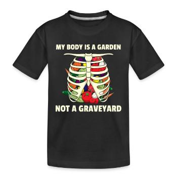 Vegan Vegetarier Pflanzlich Garten I Geschenk - Kinder Premium Bio T-Shirt - Schwarz - Vorne