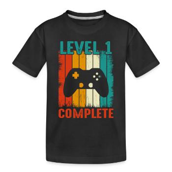1st Wedding Anniversary - Vintage Retro Level - Kids' Premium Organic T-Shirt - black - Front