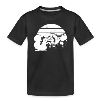 Funny squirrel, fist thrust, squirrel - Kids' Premium Organic T-Shirt - black - Front