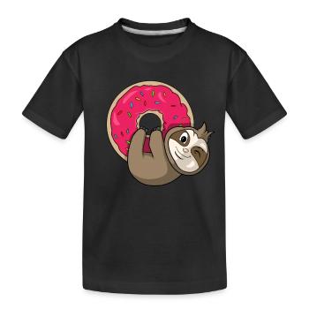 Donut Faultier - Kinder Premium Bio T-Shirt - Schwarz - Vorne