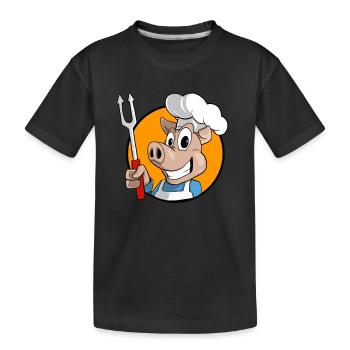 Schwein Grillen BBQ - Kinder Premium Bio T-Shirt - Schwarz - Vorne