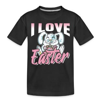 Ich Liebe Ostern Osterfest Osterei Osterhase - Kinder Premium Bio T-Shirt - Schwarz - Vorne