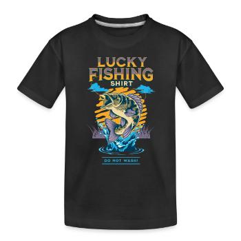 Chemise de pêche chanceuse Ne pas laver - T-shirt bio Premium Enfant - noir - Devant