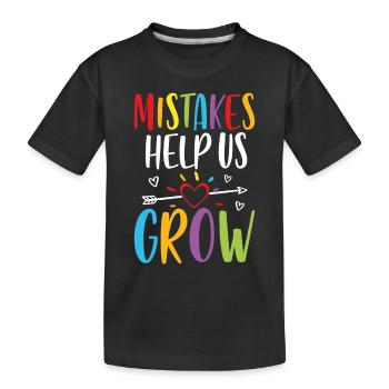 Mistakes help us grow - Kids' Premium Organic T-Shirt - black - Front