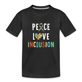 Peace Love Inclusion SPED Special Ed Teacher - Kinder Premium Bio T-Shirt - Schwarz - Vorne