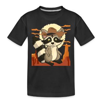 Tierliebhaber Cowboy Geschenk Waschbär - Kinder Premium Bio T-Shirt - Schwarz - Vorne