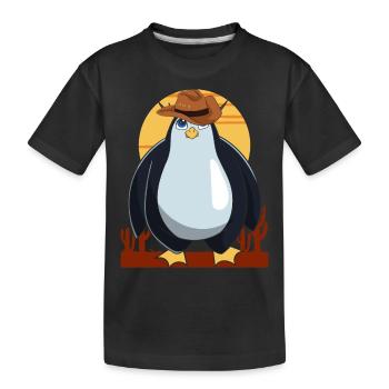 Tierliebhaber Cowboy Geschenk Pinguin - Kinder Premium Bio T-Shirt - Schwarz - Vorne