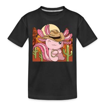 Tierliebhaber Cowboy Geschenk Axolotl - Kinder Premium Bio T-Shirt - Schwarz - Vorne
