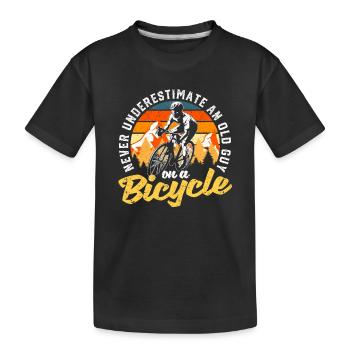 Radsportler Unterschätze niemals einen alten Mann - Kinder Premium Bio T-Shirt - Schwarz - Vorne