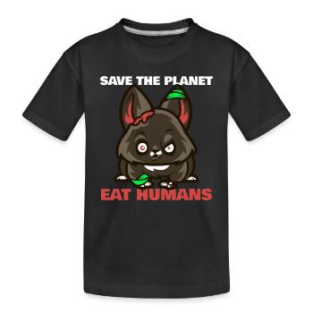 SAUVEZ LA PLANÈTE - MANGEZ DES HUMAINS - T-shirt bio Premium Enfant - noir - Devant