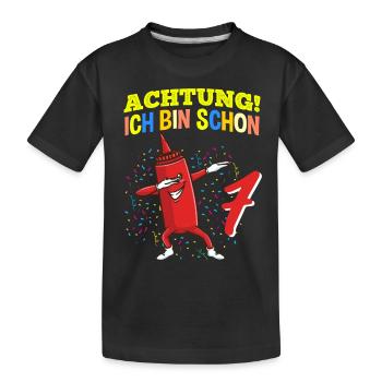 Achtung Ich Bin Schon 7 Geburtstag Ketchup - Kinder Premium Bio T-Shirt - Schwarz - Vorne