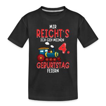 4. Geburtstag Geburtstagsgeschenk mit Eisenbahn - Kinder Premium Bio T-Shirt - Schwarz - Vorne