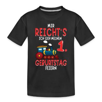 1. Geburtstag Geburtstagsgeschenk mit Eisenbahn - Kinder Premium Bio T-Shirt - Schwarz - Vorne