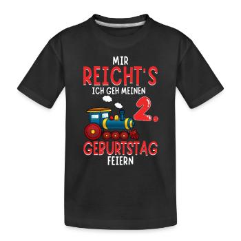 2. Geburtstag Geburtstagsgeschenk mit Eisenbahn - Kinder Premium Bio T-Shirt - Schwarz - Vorne