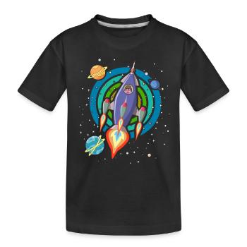 Fusée dans l’espace avec des planètes et des étoiles - T-shirt bio Premium Enfant - noir - Devant