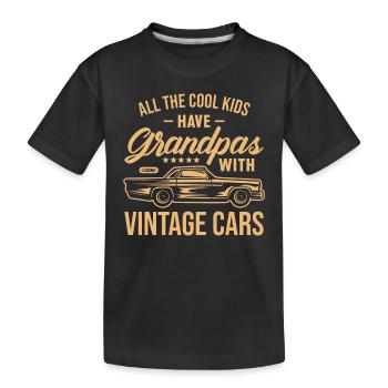 Les enfants cool ont des grands-pères avec des voitures anciennes classiques - T-shirt bio Premium Enfant - noir - Devant