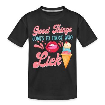 Crème glacée Cône Bouche Langue Bonne - T-shirt bio Premium Enfant - noir - Devant