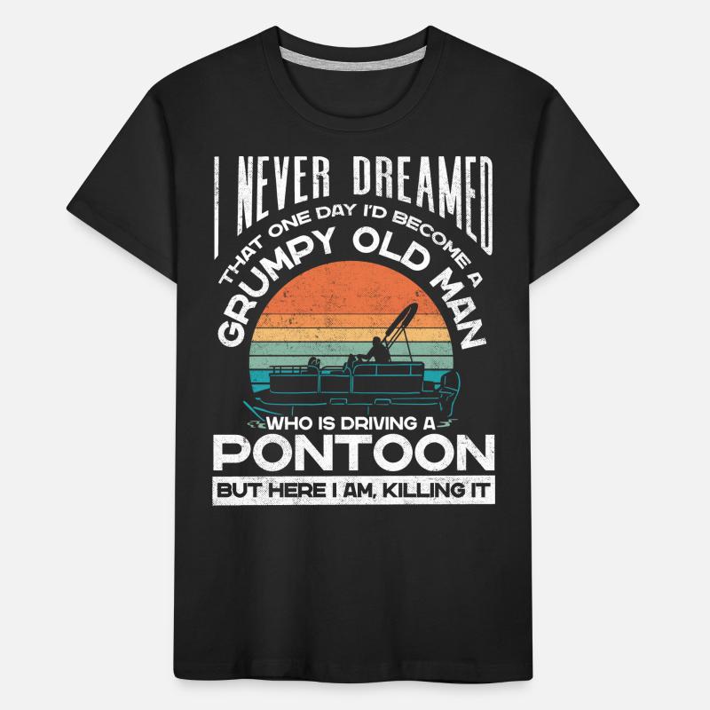 Grumpy old man driving a pontoon Kids' Premium Organic T-Shirt