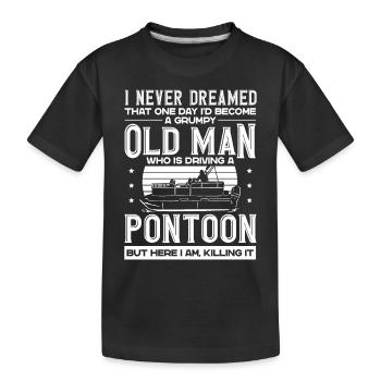 Vieux grincheux conduisant un ponton - T-shirt bio Premium Enfant - noir - Devant