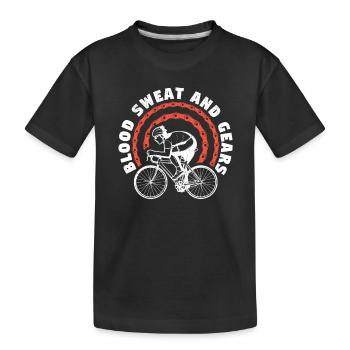 Blut, Schweiß und Gänge Mountainbiking MTB-Fahrer - Kinder Premium Bio T-Shirt - Schwarz - Vorne