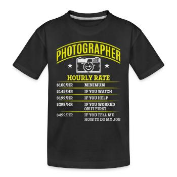 Funny Photography Funny Photographer Hourly Rate - Kids' Premium Organic T-Shirt - black - Front