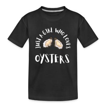 Huîtres écaillées fruits de mer et pelleteuse de palourdes - T-shirt bio Premium Enfant - noir - Devant