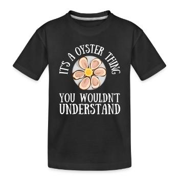 Huîtres écaillées fruits de mer et pelleteuse de palourdes - T-shirt bio Premium Enfant - noir - Devant