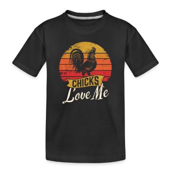 Chicks Love Me Chicken Love Chicken Farmer Farming - Kinder Premium Bio T-Shirt - Schwarz - Vorne