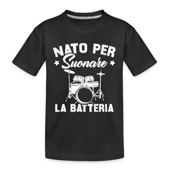 Né pour jouer de la batterie - T-shirt bio Premium Enfant - noir - Devant