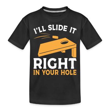Cornhole Player Player Bean Bag Sackloch - T-shirt bio Premium Enfant - noir - Devant