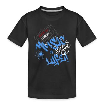 Music is life - Kids' Premium Organic T-Shirt - black - Front