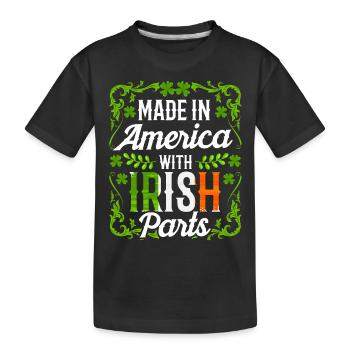 Made In America With Irish Parts Irish - Kids' Premium Organic T-Shirt - black - Front