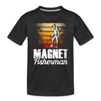 Magnetfischer Magnet Magnetfischen - Kinder Premium Bio T-Shirt - Schwarz - Vorne