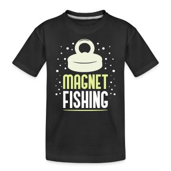 Magnetfischen Magnetfischer Magnet - Kinder Premium Bio T-Shirt - Schwarz - Vorne