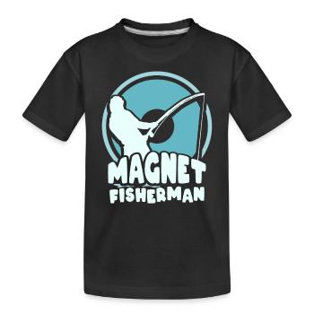 Magnetfischer Magnetfischen Magnet - Kinder Premium Bio T-Shirt - Schwarz - Vorne