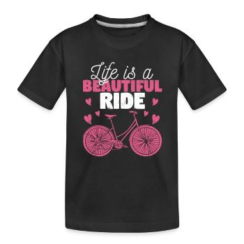 Lustig Radfahren Fahrradfahren Biker Leben ist ein - Kinder Premium Bio T-Shirt - Schwarz - Vorne