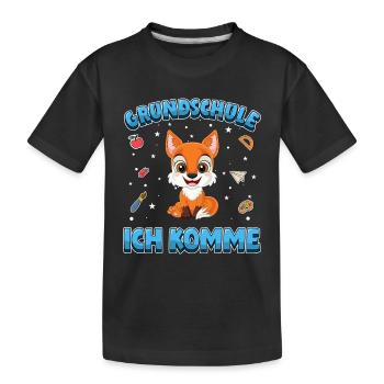 Grundschule ich komme Einschulung 1. Klasse Fuchs - Kinder Premium Bio T-Shirt - Schwarz - Vorne