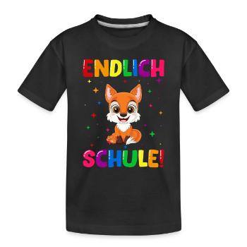 Endlich Schule Fuchs Einschulung Schulkind - Kinder Premium Bio T-Shirt - Schwarz - Vorne