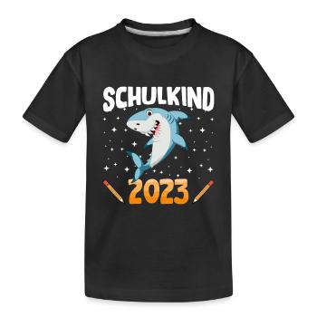 Hai Schulkind 2023 - Kinder Premium Bio T-Shirt - Schwarz - Vorne