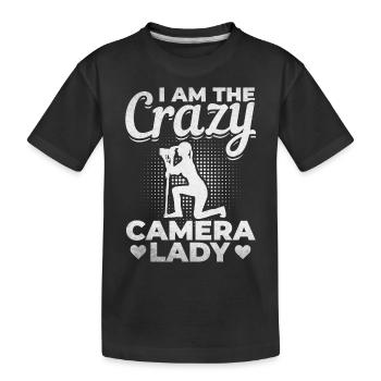 Photographie - I Am The Crazy Camera Lady Photographe - T-shirt bio Premium Enfant - noir - Devant