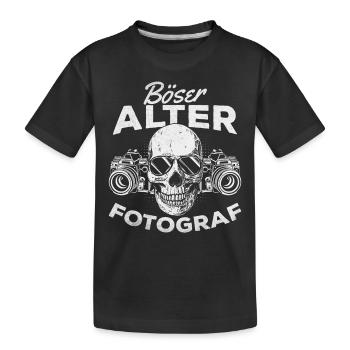 Fotografen Opa Kamera Fotografie Böser Alter - Kinder Premium Bio T-Shirt - Schwarz - Vorne
