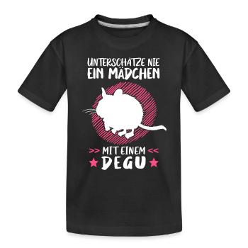 Mädchen mit Degu Nagetier Chile Degu - Kinder Premium Bio T-Shirt - Schwarz - Vorne