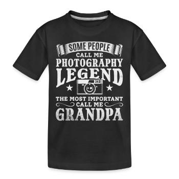 Photo Grandpa Photography Grandpa Photographer - Kids' Premium Organic T-Shirt - black - Front