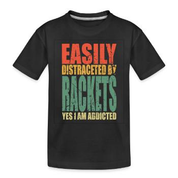 Racket's saying funny - Kids' Premium Organic T-Shirt - black - Front