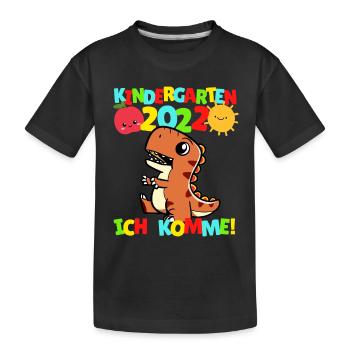 Kindergarten ich komme T-Rex Kindergartenkind 2022 - Kinder Premium Bio T-Shirt - Schwarz - Vorne