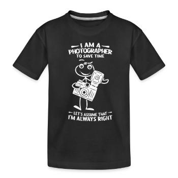 Funny lover of photography - I am - Kids' Premium Organic T-Shirt - black - Front