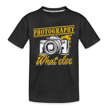 Photographie Photographie Quoi d’autre Photographe appareil photo - T-shirt bio Premium Enfant - noir - Devant