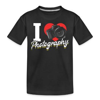 Photographe appareil photo J’adore la photographie - T-shirt bio Premium Enfant - noir - Devant
