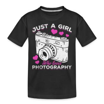 Juste une fille qui est photographe de photographie - T-shirt bio Premium Enfant - noir - Devant